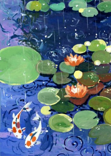 Water lily in the rain von Zoe Art Garden